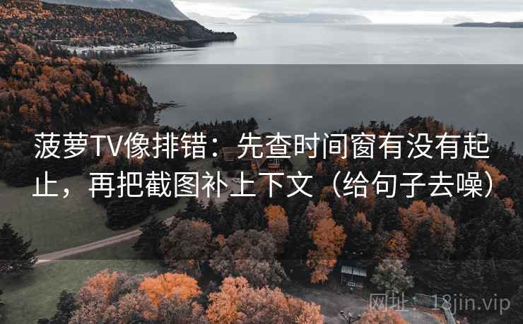 菠萝TV像排错：先查时间窗有没有起止，再把截图补上下文（给句子去噪）